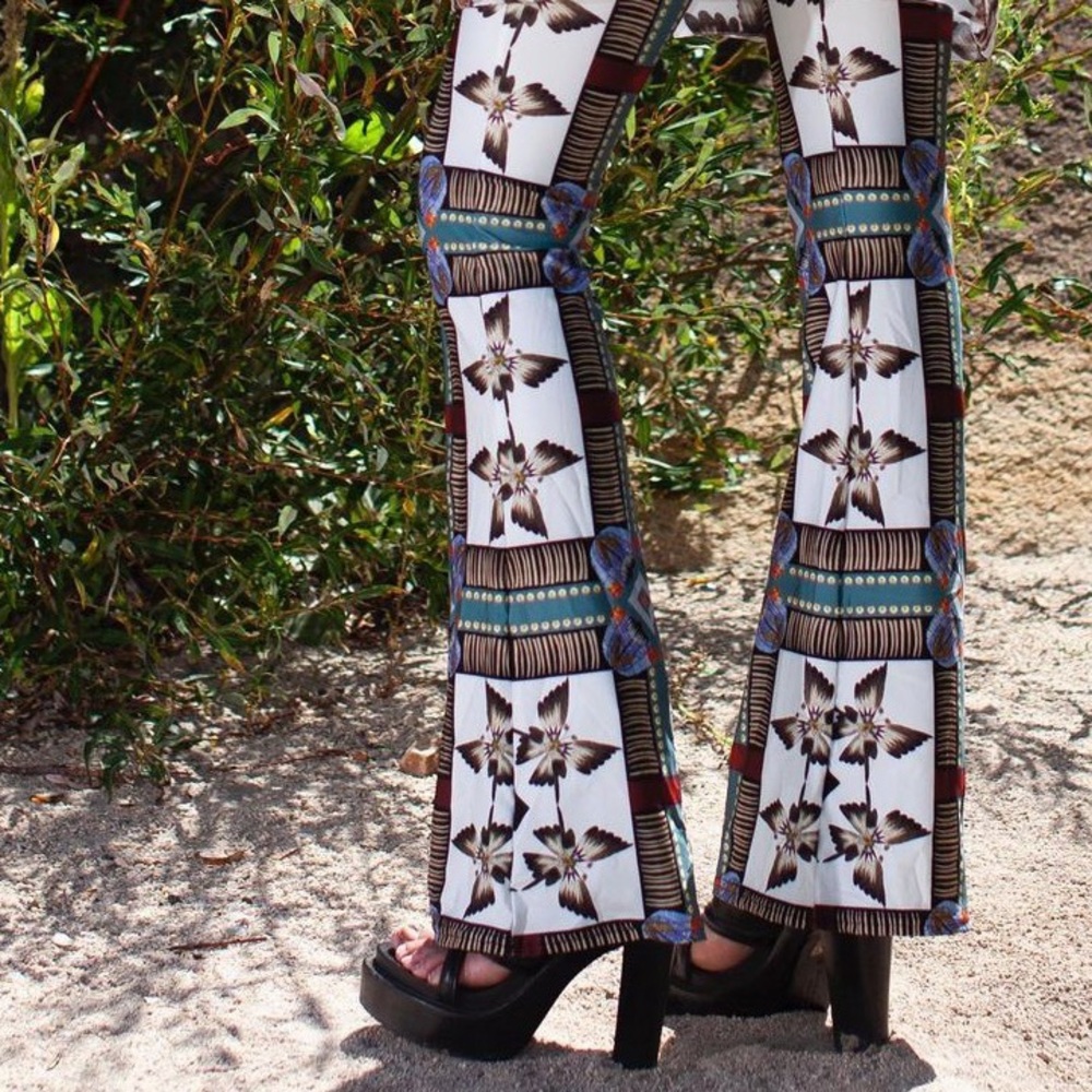 Eagle Butterfly and quill beadwork flare pants